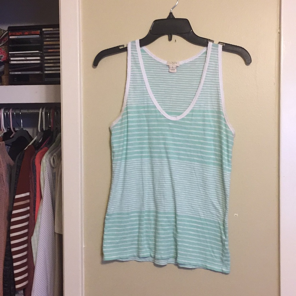 J. Crew Mint and White Tank